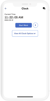 ADP Workforce Manager mobile clock on a mobile device